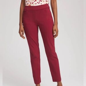 NWT so slimming Brigitte Chico's Deep Red Dress Pants 12R